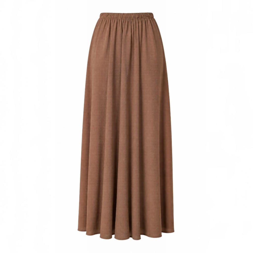 Ensemble Modeste 3 Pièces "Amira" — Tunique Caramel à Nœuds + Top Noir + Jupe Longue + Foulard