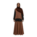 Ensemble Modeste 3 Pièces "Amira" — Tunique Caramel à Nœuds + Top Noir + Jupe Longue + Foulard