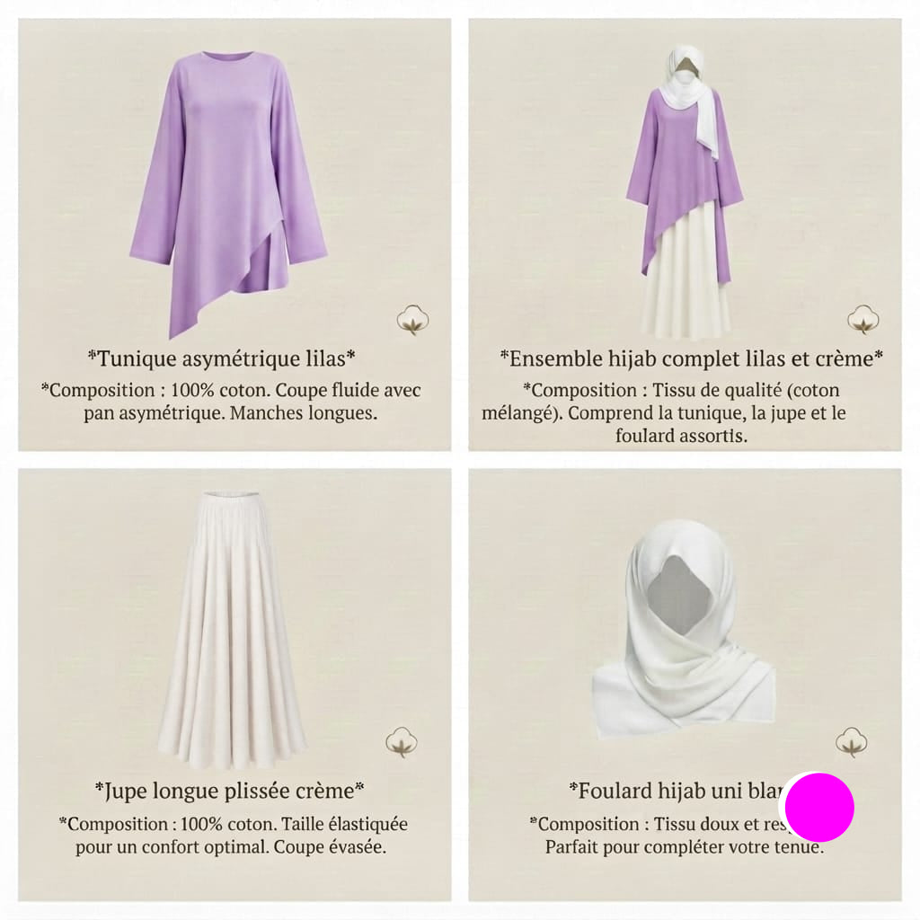 Ensemble 3-Pièces "Aaliyah" — Tunique Asymétrique + Jupe Fluide + Foulard